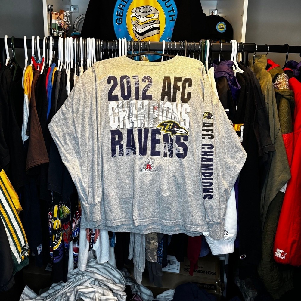 Baltimore Ravens 2012 AFC Champions Long Sleeve Shirt XL NFL Football Grey